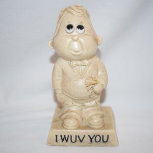 Antique 1970 R&W Berries Co I Wuv You Bow Tie Man Figure